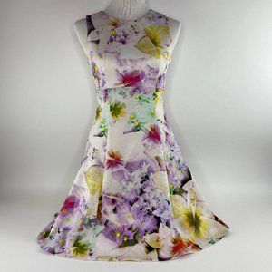 Multicolor Floral Fit and Flare Sleeveless Dress